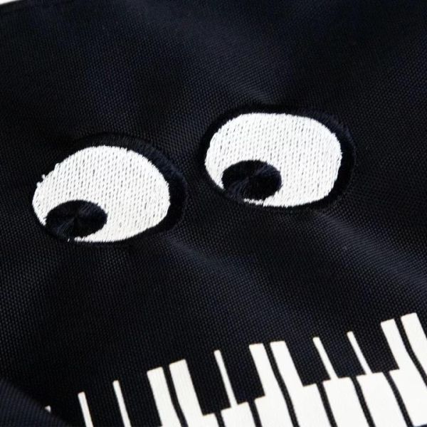 眼睛刺繡鋼琴扁平收納包(黑) 