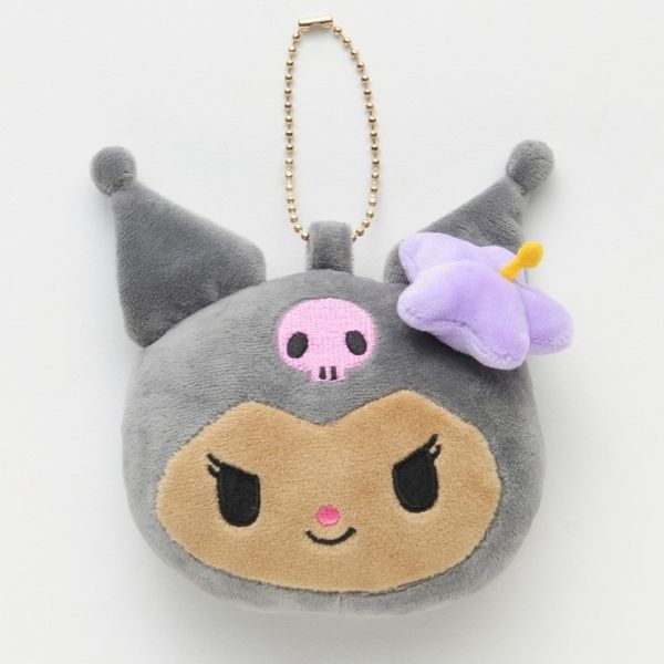 Sanrio 庫洛米/美樂蒂曬黑大臉毛絨隨身鏡吊飾 