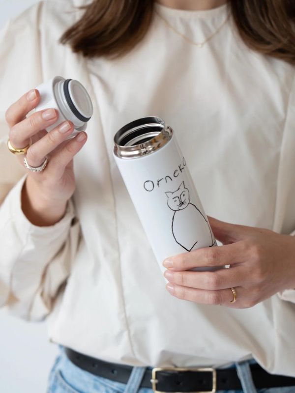 Orneko 貓咪不鏽鋼保溫瓶280ml(白) 