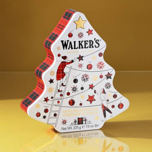 **預購**  Walkers 聖誕樹造型原味餅乾鐵盒225g 