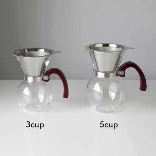 63 竹製手柄玻璃咖啡濾壺 