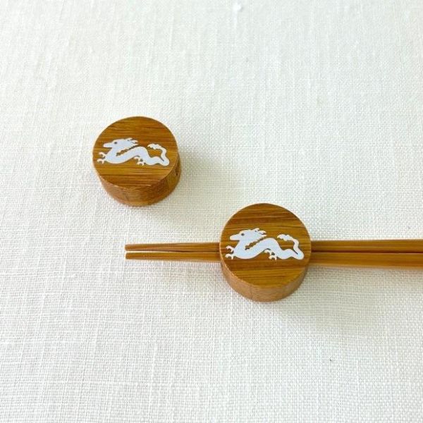 干支辰龍年圓形木製筷架 