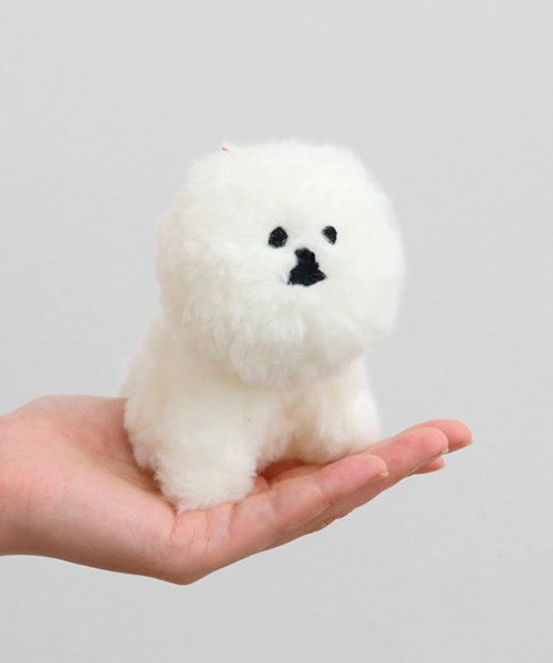 mambo & bb 比熊犬趴著毛絨玩偶吊飾 