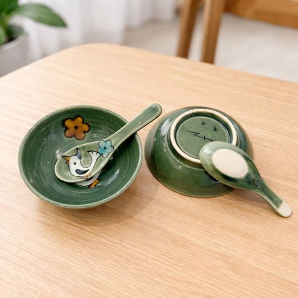 野口akiko 手繪花鳥陶瓷湯匙 