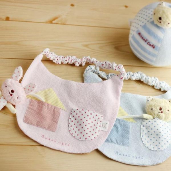 Anano Cafe 小熊/小兔立體玩偶刺繡彈性圍兜 