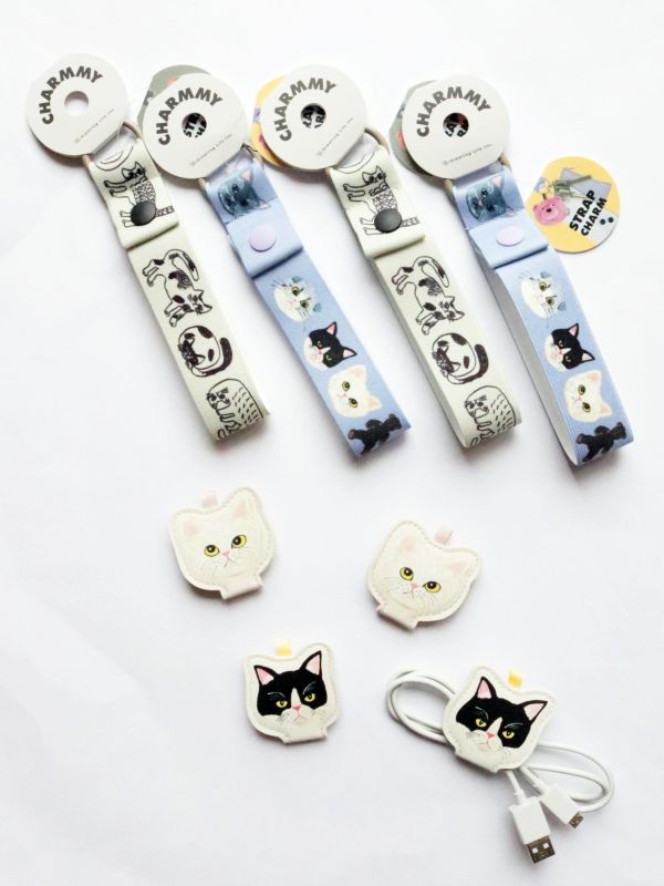 Greeting Life袖山香穗子貓咪皮革集線器兩入 