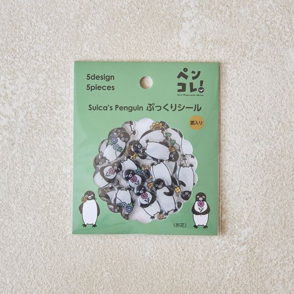 suica 企鵝拿花立體貼紙 