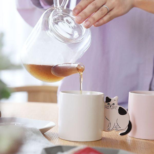 松尾美雪貓咪造型手柄陶瓷馬克杯 