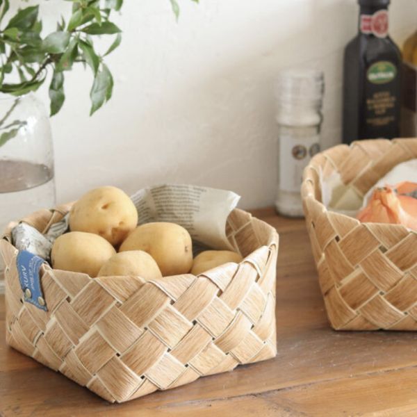 KURA 天然木片編織收納籃 
