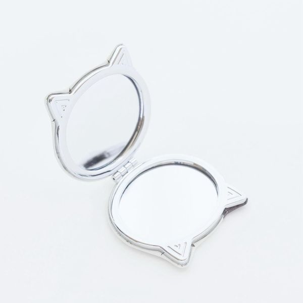 8mw 松尾美雪貓咪大臉隨身鏡(賓士貓灰) 