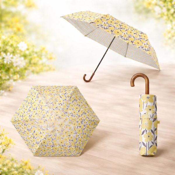 estaa 100%晴雨兼用滿版黃花手把摺疊傘 