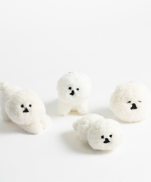 mambo & bb 比熊犬趴著毛絨玩偶吊飾 