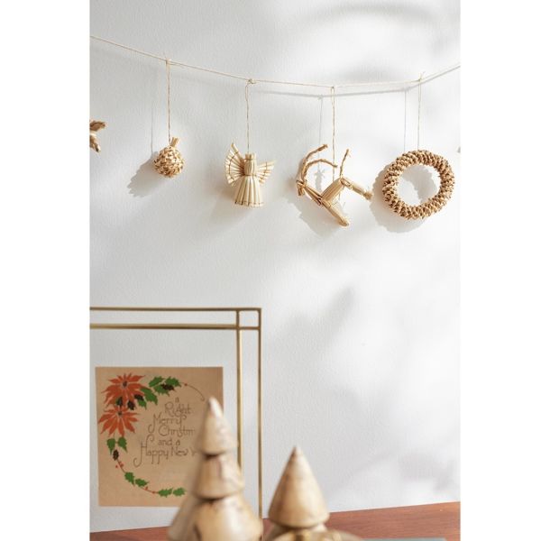 shesay 聖誕主題草編串掛飾 