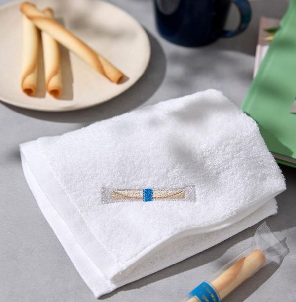yoku moku蛋捲刺繡今治純棉方巾 