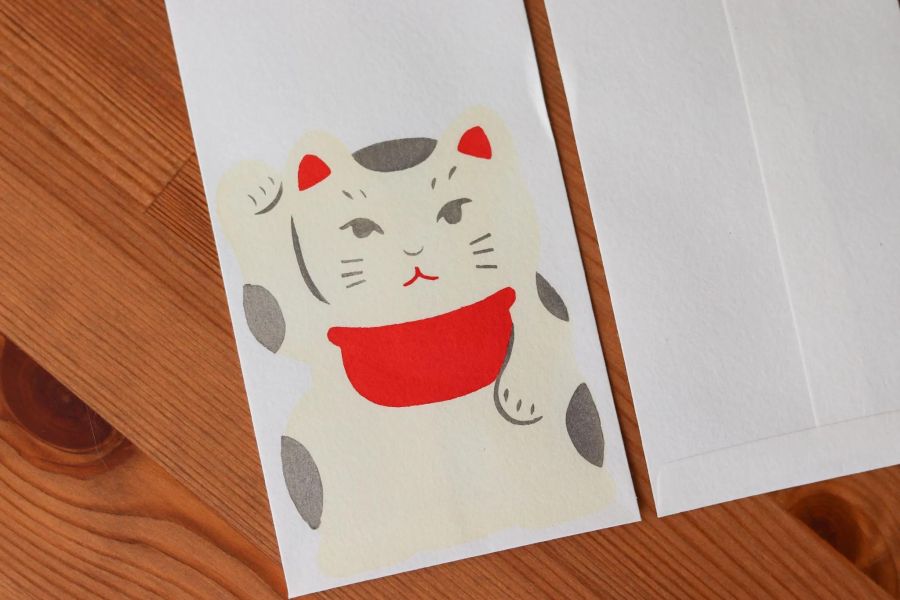 羅工房 京都手工招財貓信封袋三入 