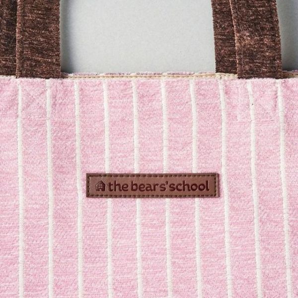 丸真 小熊學校傑琪直條紋毛絨手提袋(粉) 