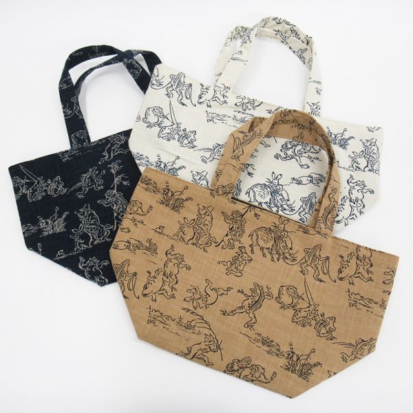 鳥獸戲畫舟型手提袋 
