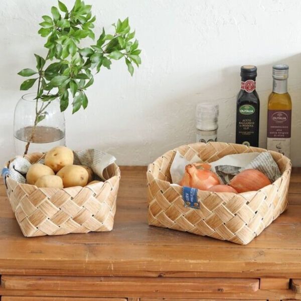 KURA 天然木片編織收納籃 