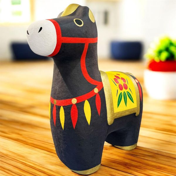 日式馬年干支午和紙擺設(黑) 