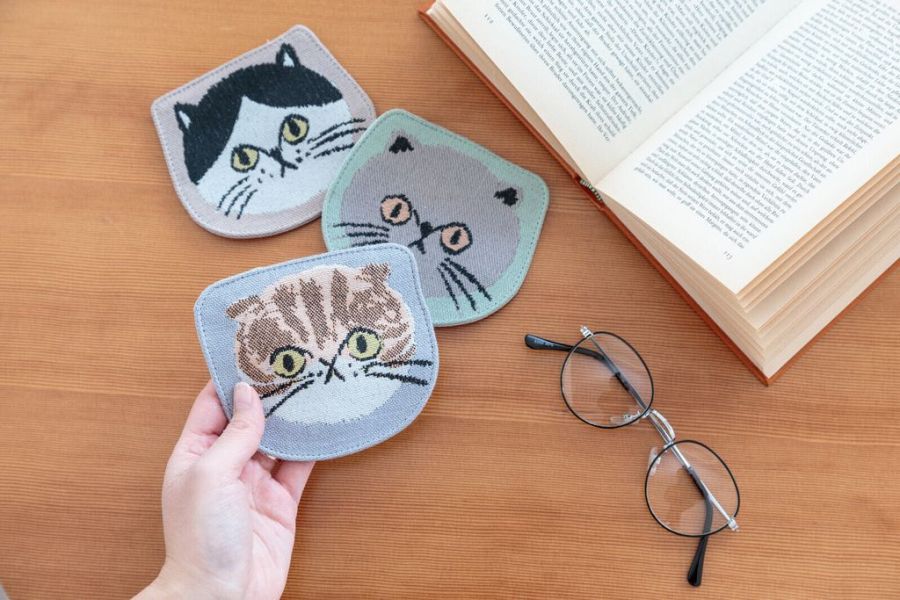 bisque 貓咪緹花織布杯墊 