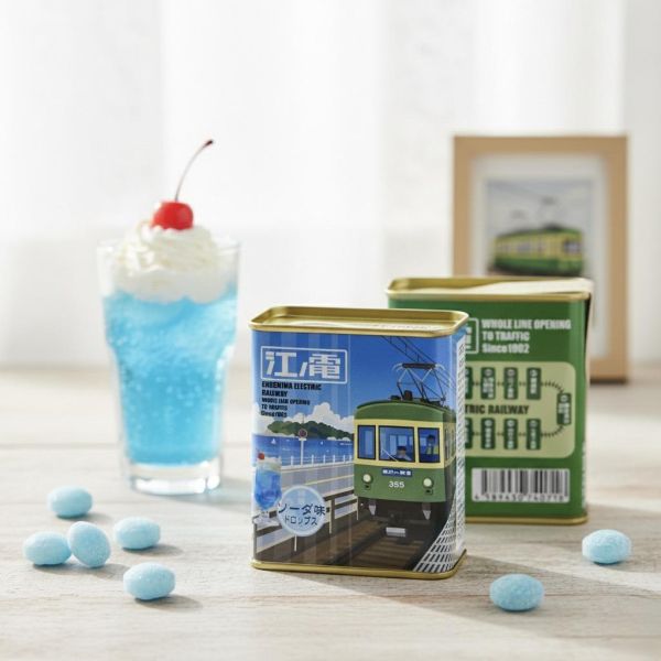 江之電 蘇打汽水風味硬糖鐵盒 