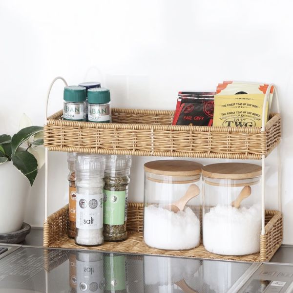 防水編織雙層置物架 