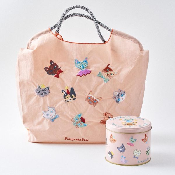 Fairy FairxB&C貓咪頭刺繡粗繩手提袋(橘) 