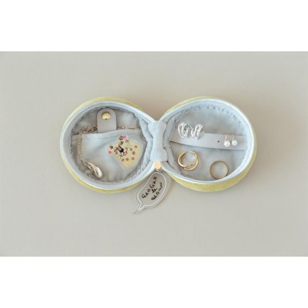 CDF 動物刺繡毛絨迷你圓飾品包(豹黃) 