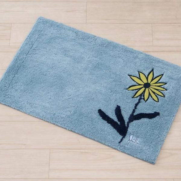 Sybilla 花朵刺繡毛絨止滑地墊 