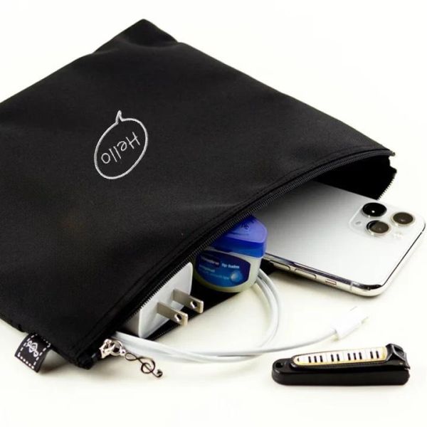 眼睛刺繡鋼琴扁平收納包(黑) 