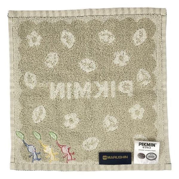 丸真 pikmin皮克敏綠邊格紋刺繡純棉手帕 