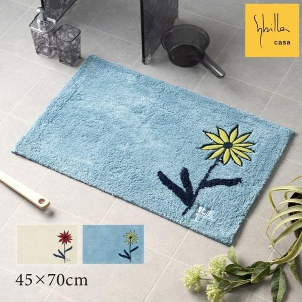 Sybilla 花朵刺繡毛絨止滑地墊 