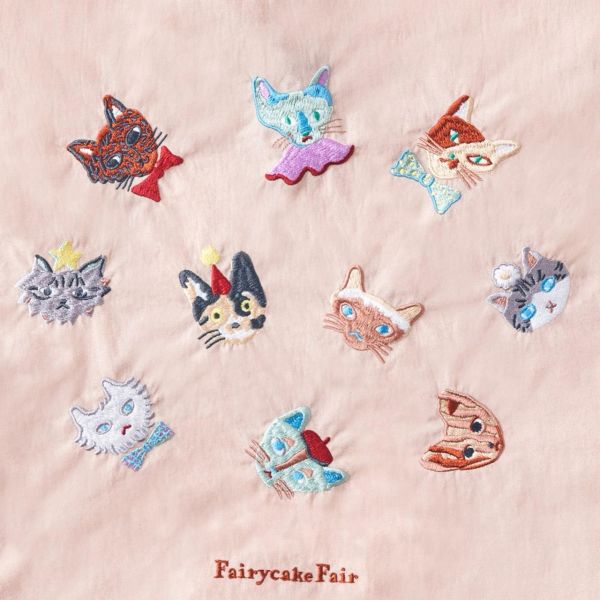 Fairy FairxB&C貓咪頭刺繡粗繩手提袋(橘) 