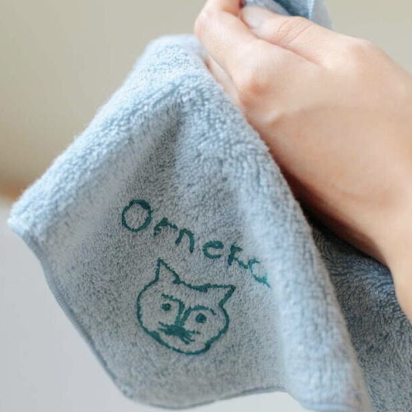 Mirt orneko 貓咪刺繡今治純棉手帕 