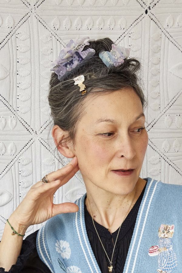 socks appeal X Nathalie Lete 貓咪洋裝銀蔥鯊魚夾 