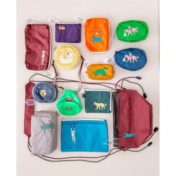 CDF 動物刺繡尼龍卡片夾(樹懶紫) 