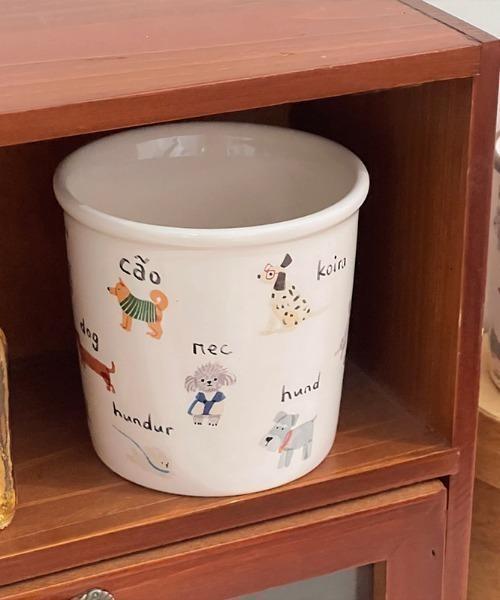 Made in I 滿版狗狗厚陶瓷圓杯(咖邊) 
