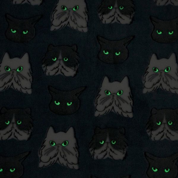 QUET du Cadeau 貓咪大臉蓄光毛毯M 