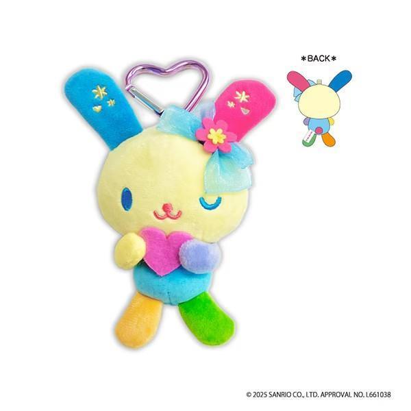 sanrio 花小兔抱愛心眨眼毛絨玩偶愛心登山扣吊飾 