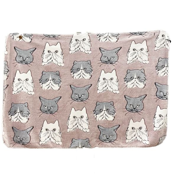 QUET du Cadeau 貓咪大臉蓄光毛毯M 