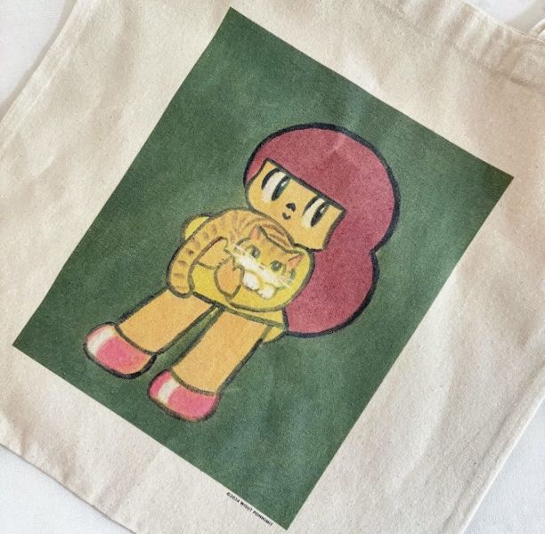 Wisut mamuang抱貓咪有機棉布肩背袋 