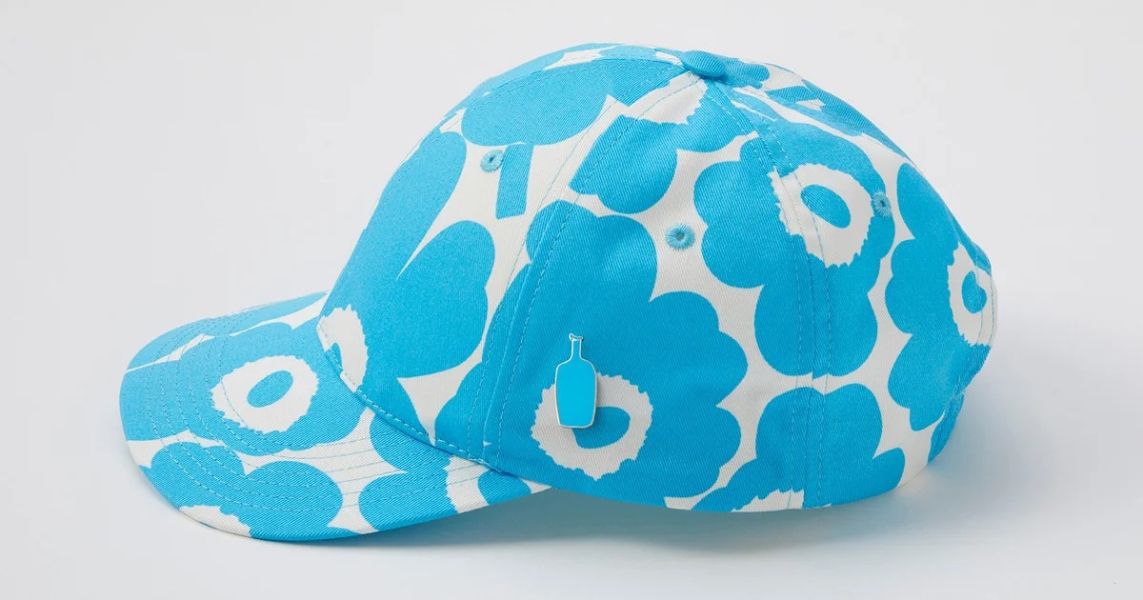 Blue Bottle藍瓶x Marimekko 滿版罌粟花藍鴨舌帽附別針 