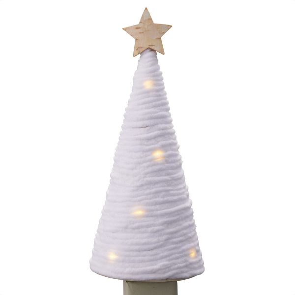 LED燈 白毛線木製聖誕樹擺設 