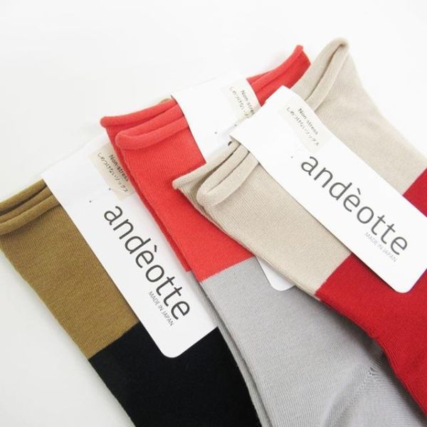 andeotte 無壓力拼色中筒襪 