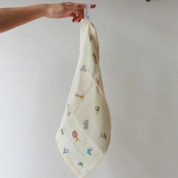 kontex 滿版動物純棉三層紗布長巾/浴巾(藍) 