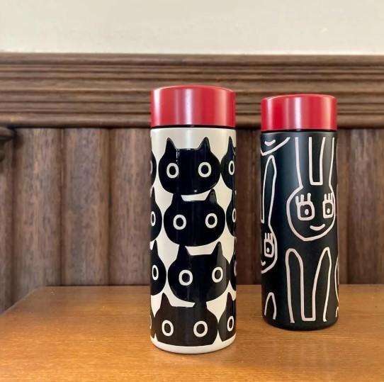Atsuko Matano 滿版黑貓不鏽鋼保溫瓶300ml 