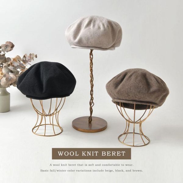 Namiki 素色羊毛貝雷帽(黑) 