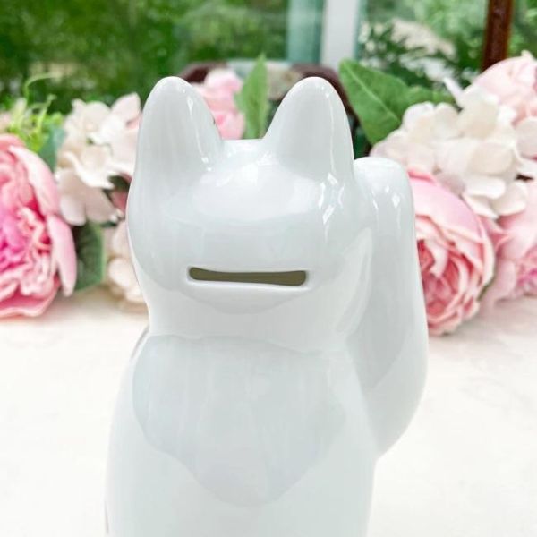 Panser a la rose招財貓金玫瑰彩繪陶瓷存錢筒 