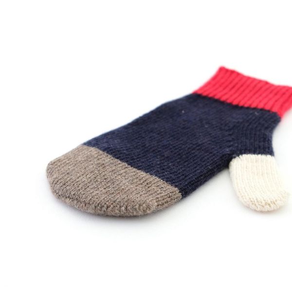 shesay 拼色針織手套(紅藍) 