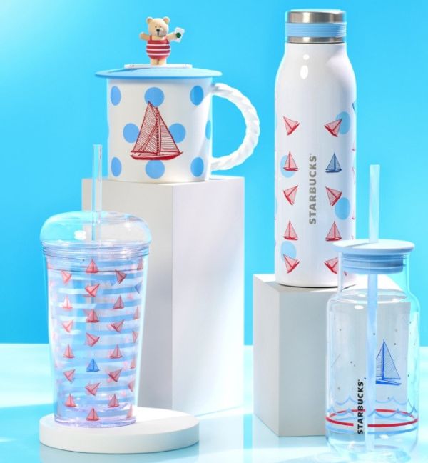 日本星巴克 滿版點點帆船馬克杯355ml 